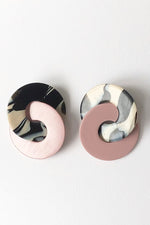 Athena Marble & Pink Circle Earrings