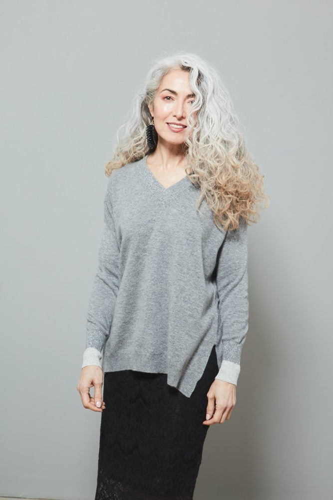 
                
                    Load image into Gallery viewer, Mercury Lurex Cashmere Jumper - Jacynth London at The Bias Cut
                
            