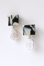 Mini Bon Bon Marble Monochrome Drop Earrings