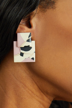 
                
                    Load image into Gallery viewer, Mini Lou In Pink &amp;amp; Leo Earrings - Hattie Buzzard at The Bias Cut
                
            