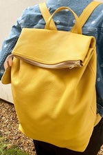 Nancy Yellow Leather Rucksack