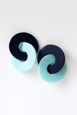 Athena Navy Blue & Seafoam Circle Earrings