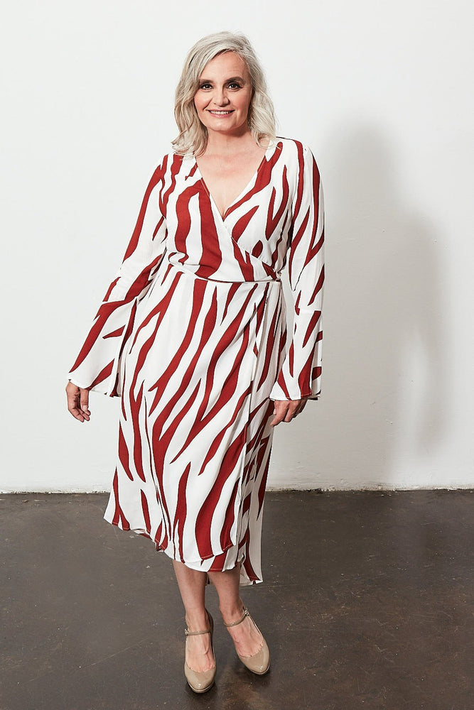 Charli Nicky Rust Zebra Print Wrap Dress
