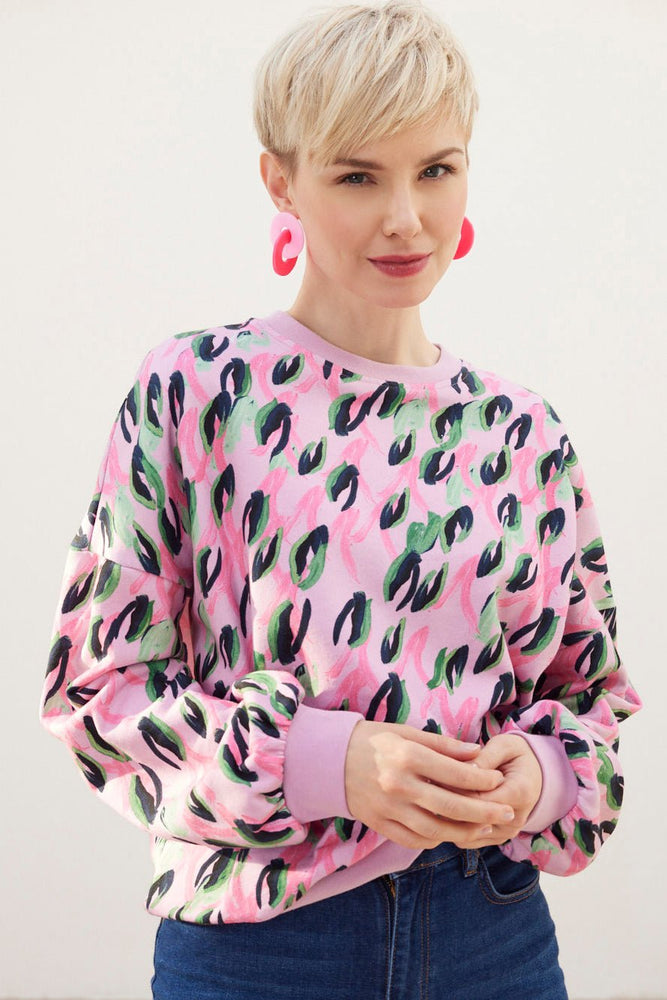 
                
                    Load image into Gallery viewer, POM Amsterdam Animal Print Pink Sweater - POM Amsterdam at The Bias Cut
                
            
