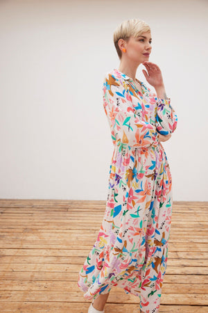 POM Amsterdam Origami Fest Ecru Maxi Dress – Bias Cut