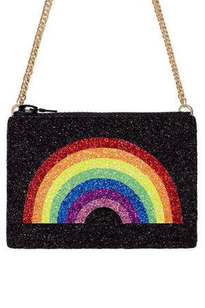 
                
                    Load image into Gallery viewer, Rainbow Glitter Cross-Body Bag - I KNOW THE QUEEN at The Bias Cut
                
            