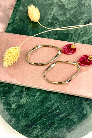 
                
                    Load image into Gallery viewer, Red Teardrop Irregular Gold Hoops - ALOË at The Bias Cut
                
            