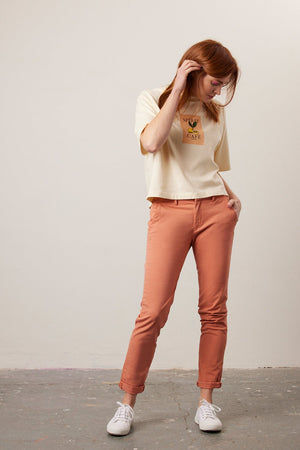 
                
                    Load image into Gallery viewer, Reiko Sandy High Waisted Coral Haze Chinos - Reiko at The Bias Cut
                
            