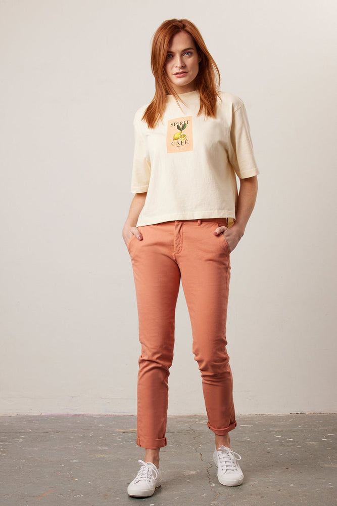 
                
                    Load image into Gallery viewer, Reiko Sandy High Waisted Coral Haze Chinos - Reiko at The Bias Cut
                
            