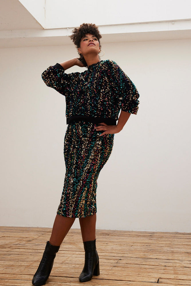 
                
                    Load image into Gallery viewer, Stella Nova Camma Sequin Midi Skirt - Stella Nova at The Bias Cut
                
            
