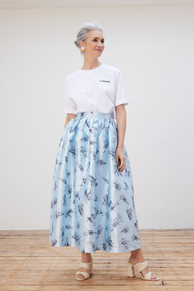 Stella Nova Juna Printed Blue Midi Skirt