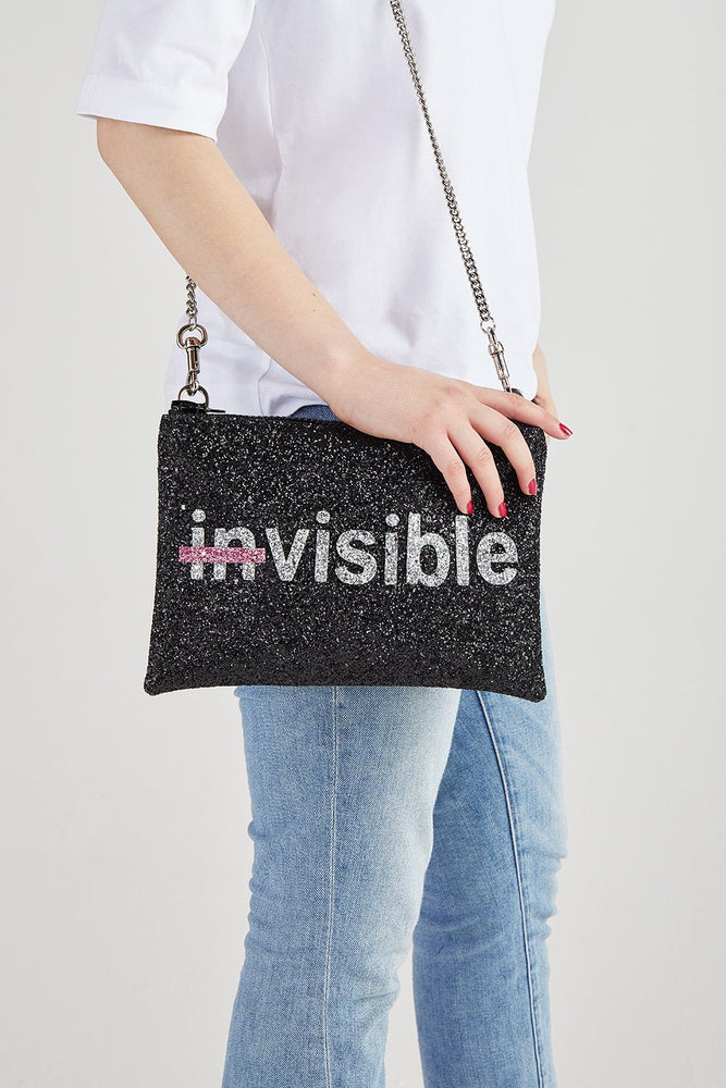 Strike Out Ageism Charity Glitter Reversible Clutch / Crossbody Bag - I KNOW THE QUEEN at The Bias Cut