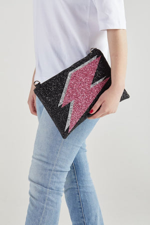 Strike Out Ageism Charity Glitter Reversible Clutch / Crossbody Bag - I KNOW THE QUEEN at The Bias Cut