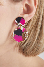 Strike Out Ageism Charity Pink, Black & Gold Medium Earrings