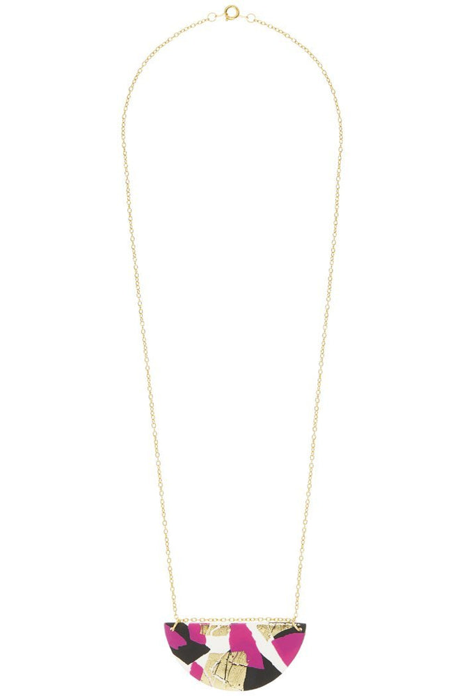 Strike Out Ageism Charity Pink, Black & Gold Necklace - No Shrinking Violet at The Bias Cut