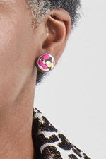 Strike Out Ageism Charity Pink, Black & Gold Set Of 3 Stud Earrings - No Shrinking Violet at The Bias Cut
