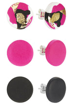 Strike Out Ageism Charity Pink, Black & Gold Set Of 3 Stud Earrings