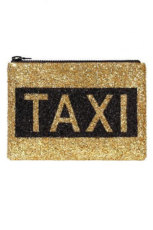 Taxi Glitter Clutch Bag - I KNOW THE QUEEN